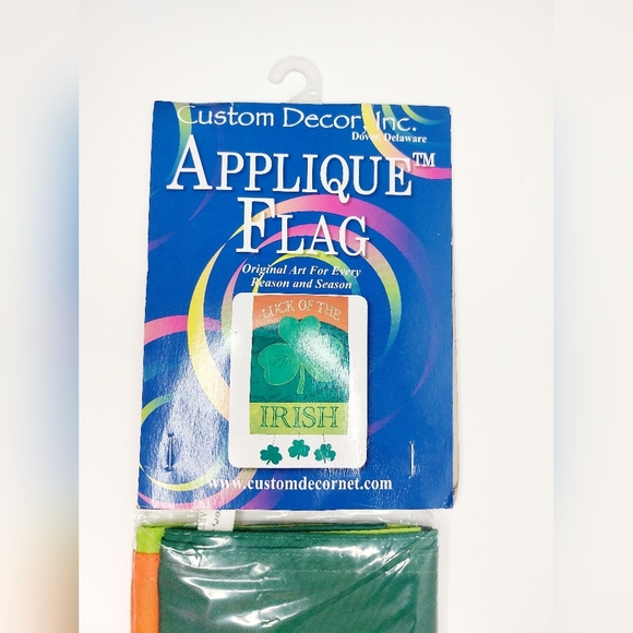 Green and Orange "Luck of the Irish" Shamrock Appliqué Flag - Picture 2 of 5